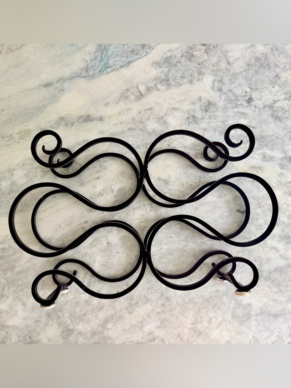 Wrought Iron Scrollwork Countertop Wine Rack 6 Bottle Holder - Picture 5 of 9
